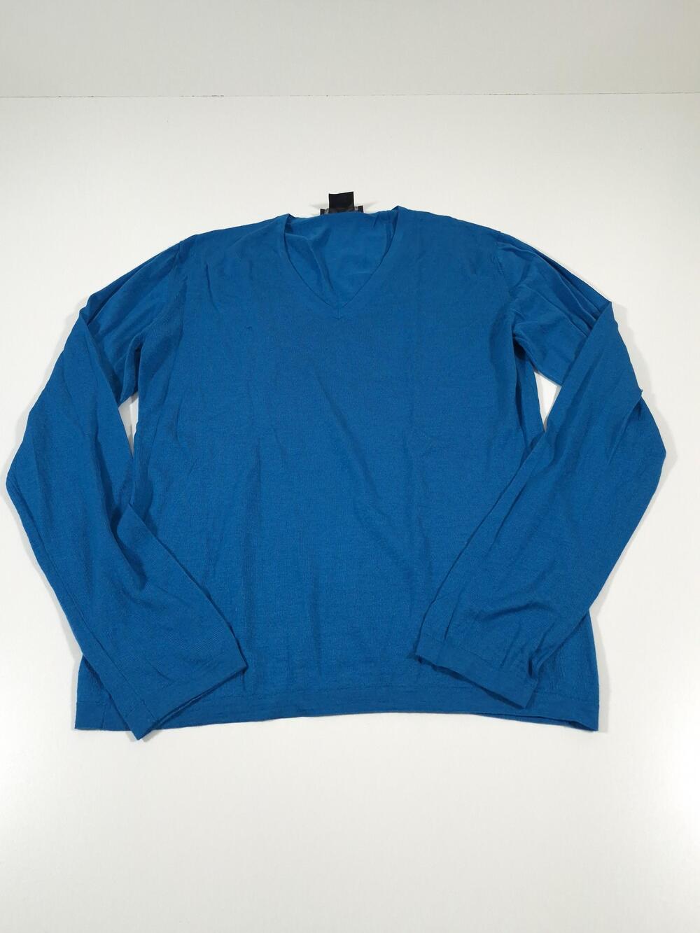 Gucci Sweater Mens M Blue V Neck Lightweight Knit Pullover Long Sleeve 50